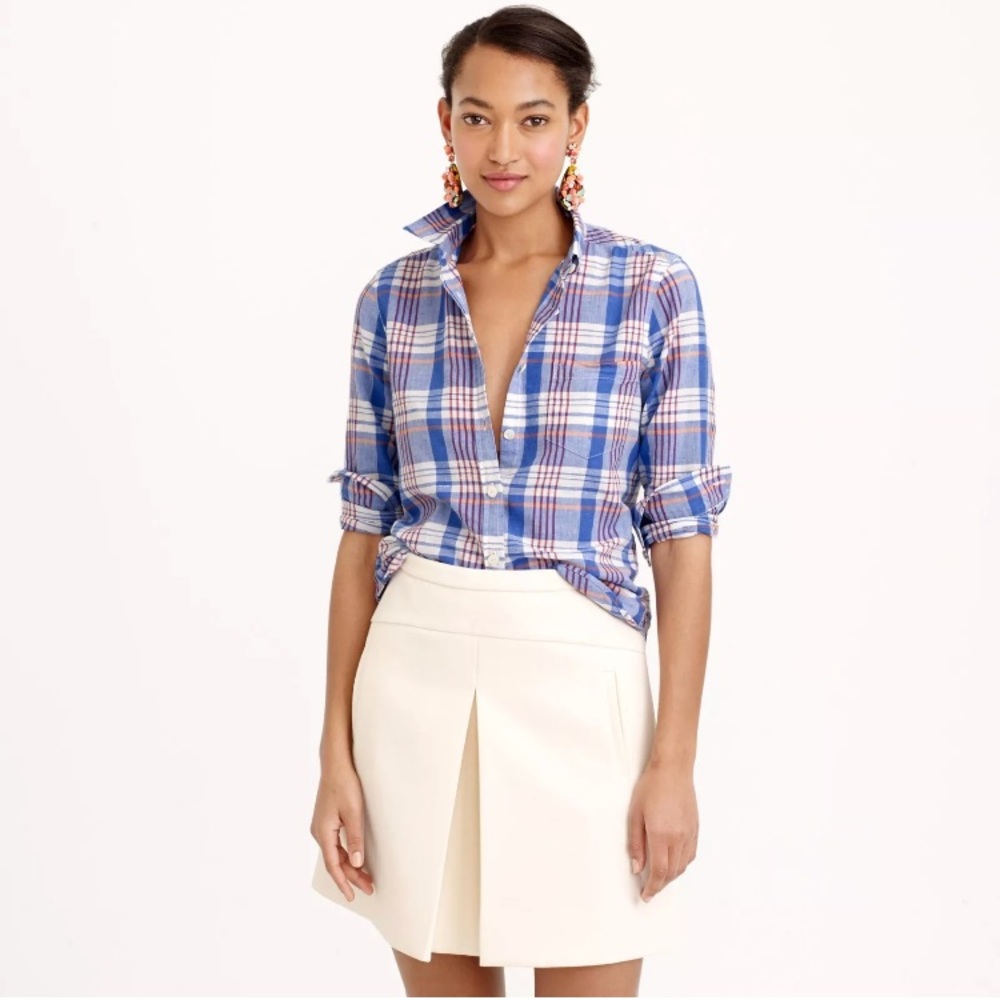 J Crew Perfect Plaid Button Down Shirt